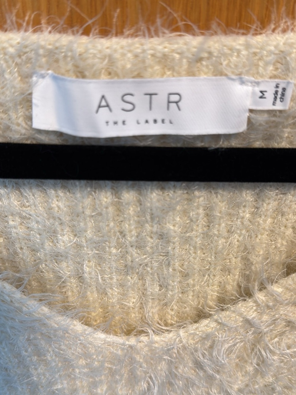 ASTR Cream Fuzzy Ribbed Knit Pullover - Picture 2 of 4